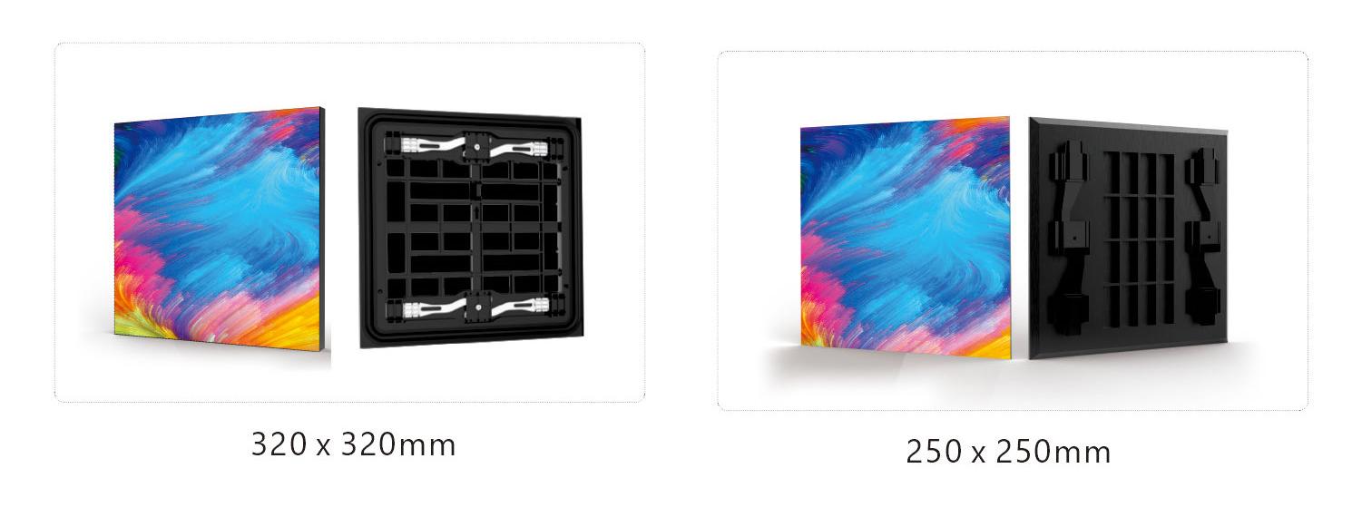 Two LED module size options for aluminum fixed LED display cabinet