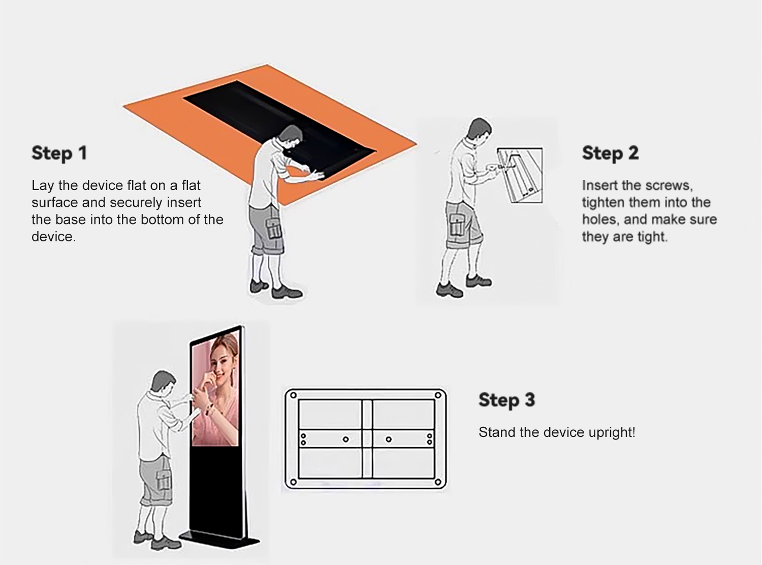 Indoor LCD display with simple and easy installation design.