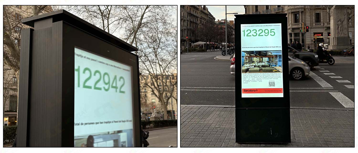 interactive outdoor touch screen kiosk used for city navigation and public information services