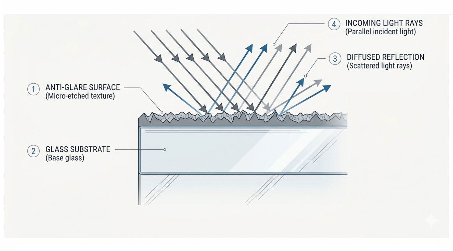 anti-glare glass light diffusion reducing reflection and improving sunlight visibility for outdoor displays