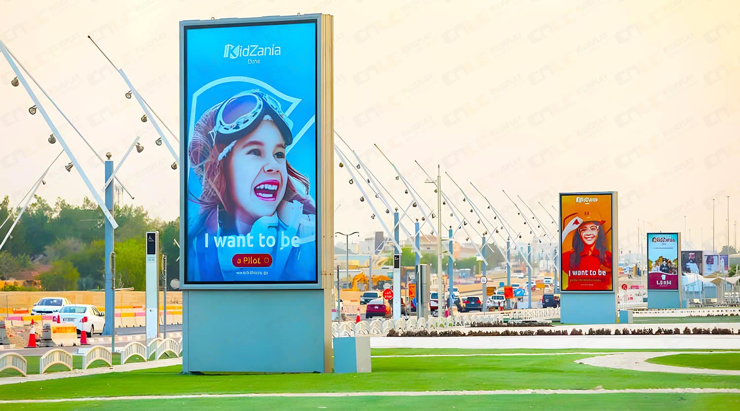 CNLC outdoor digital signage installation for the Qatar World Cup venue surroundings.