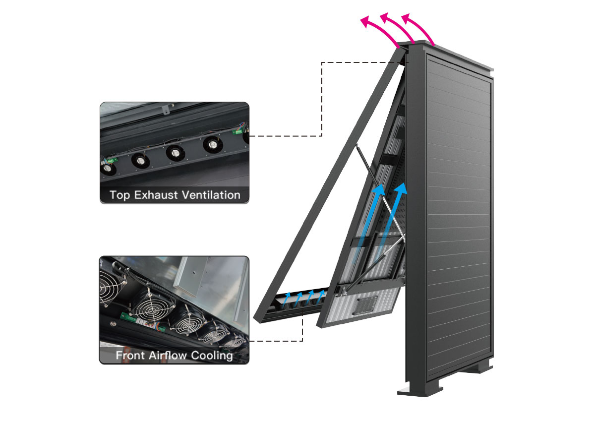 Smart city interactive kiosk with advanced cooling system ensuring stable operation in outdoor environments
