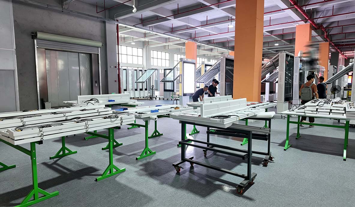 Final product assembly workshop for outdoor digital signage manufacturing