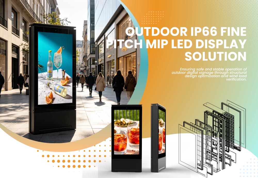 Solution d'affichage LED MIP à pas fin IP66 pour extérieur