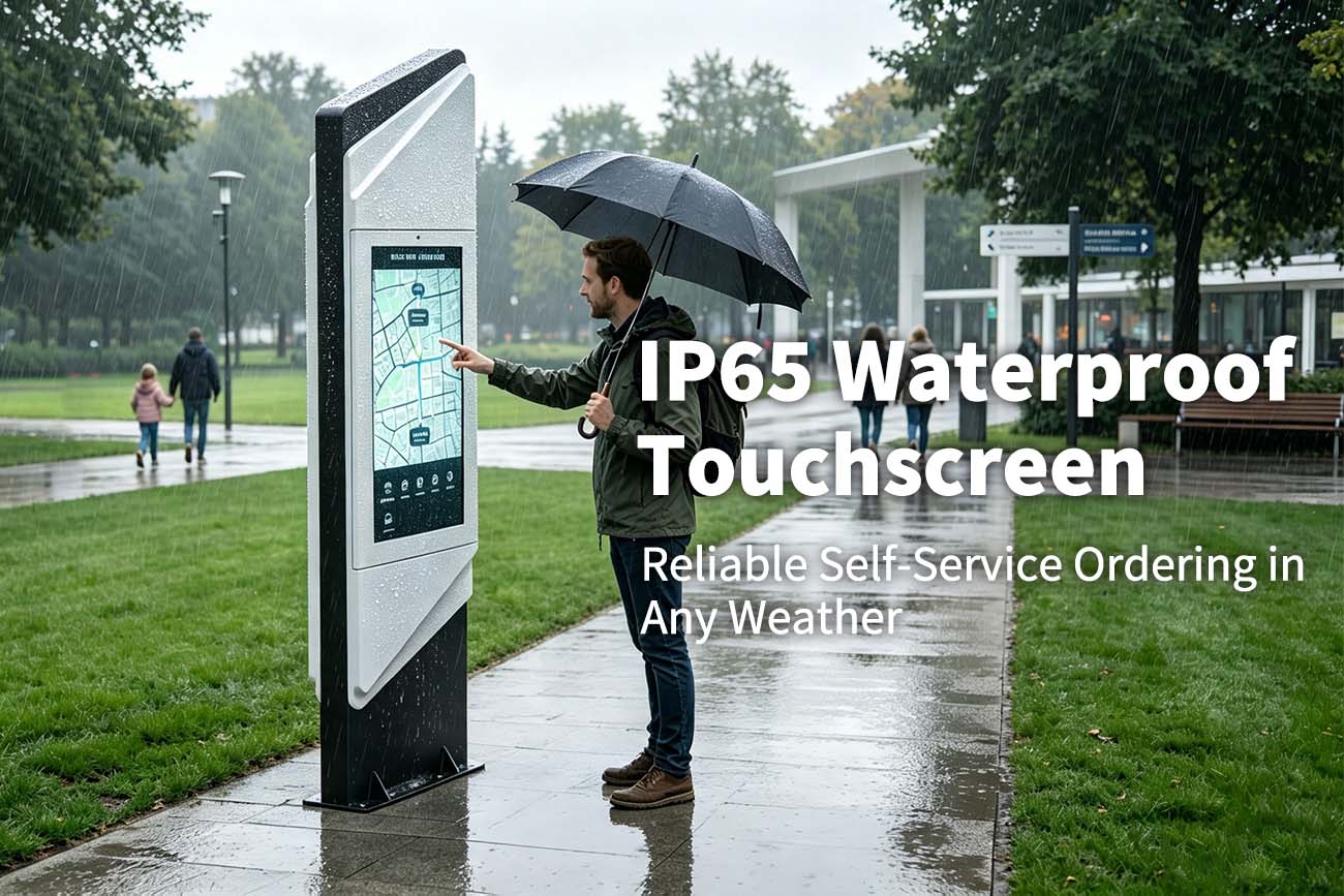 IP65 waterproof kiosk, rainproof touchscreen, outdoor touch terminal