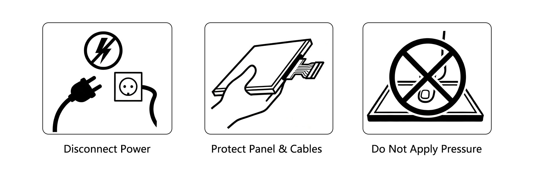 LCD display repair safety procedures including power disconnection and ESD protection